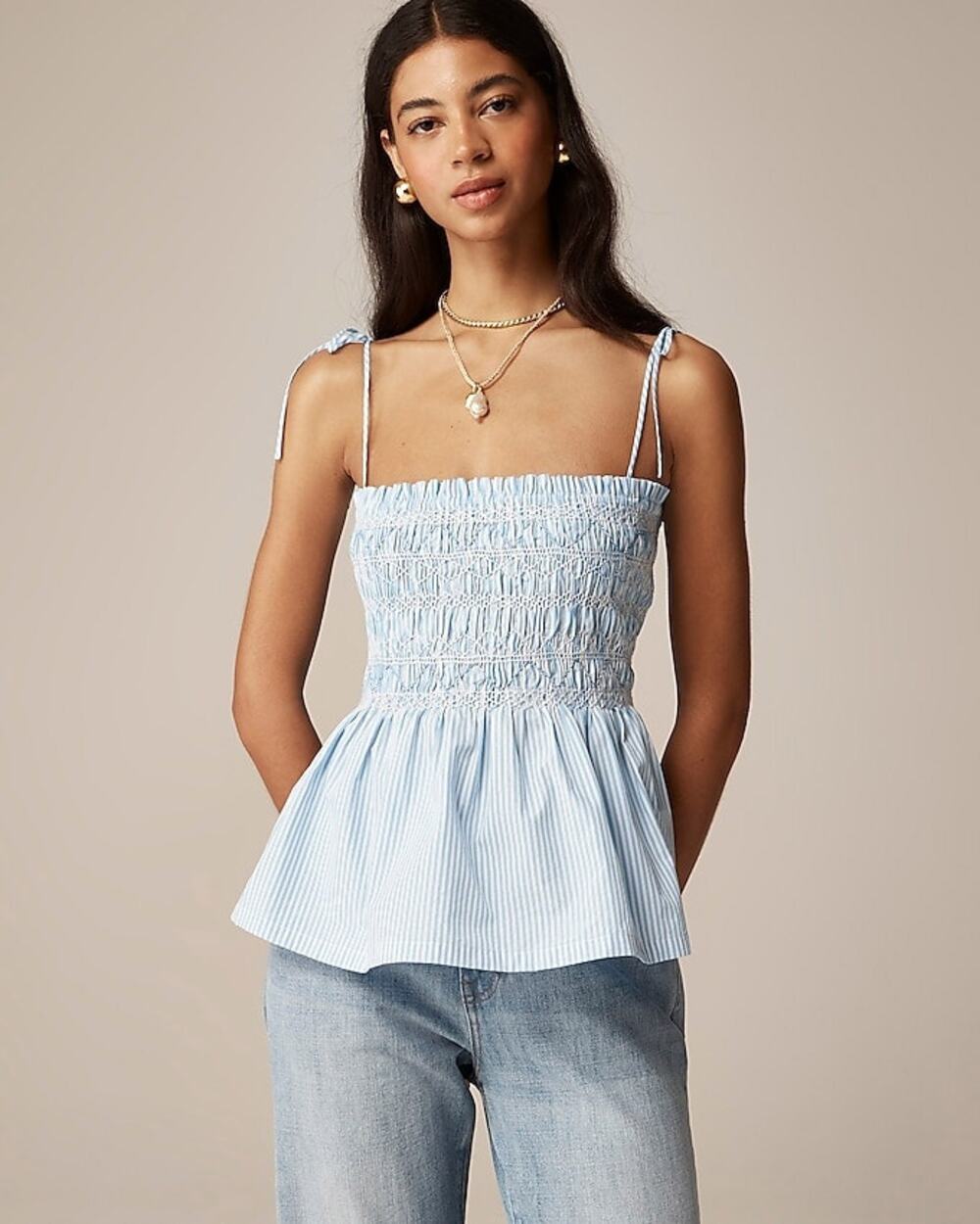NWT J.Crew Paloma Top in Blue Stripe Medium M